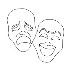 Comedy and tragedy theatrical masks icon