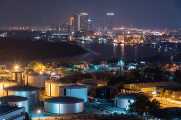 Refinery factory Oil tanks