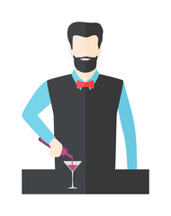 Bartender barman vector illustration.