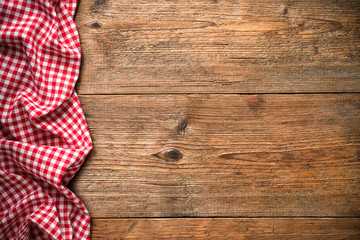 Tablecloth on wooden table