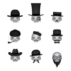 Set of skull emoticon vector isolated on white background. Emoji vector. Smile icon set. Emoticon icon web.