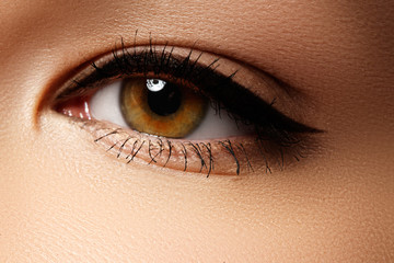 Eye makeup. Beautiful eyes retro style make-up. Holiday makeup