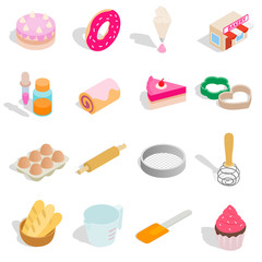 Bakery set icons, isometric 3d style
