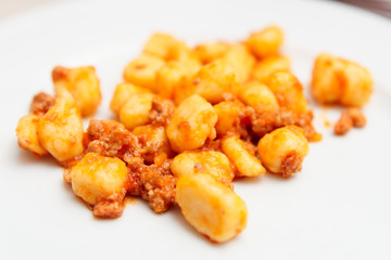 Italian gnocci with meat ragout
