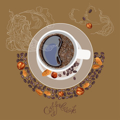 illustration with the image of a cup of coffe