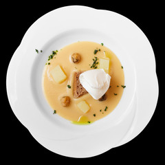 Pureed beans, bread, cheese and ice-cream