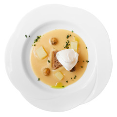Pureed beans, bread, cheese and ice-cream