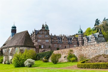 Panoramic view on the castle Emmerthal in Lower Saxony. Germany