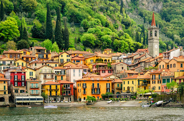 Lago di Como (Lake Como) Varenna - obrazy, fototapety, plakaty