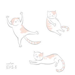 Set Three cats sitting, lying, flying