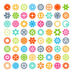 Vector black gears icons set.