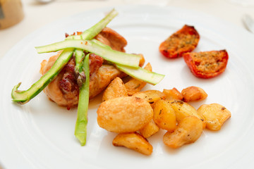 Stewed white meat with vegetables