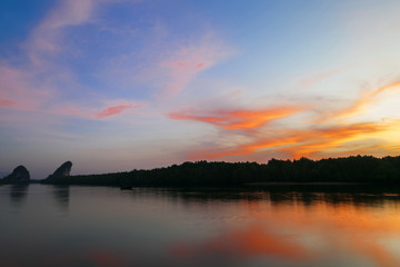 beautiful landscape with sunset over sea ,scenery background.