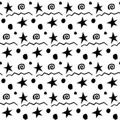 Abstract monochrome childish simple seamless pattern background