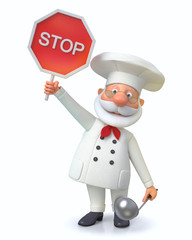 3D illustration the cook shows the menu