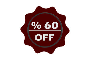 stamp 60 percent off with red text over white background.red seal.seal.