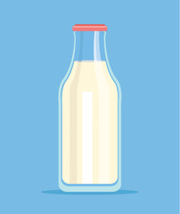 Milk bottle. Isolated bottle of milk. Vector flat cartoon illustration