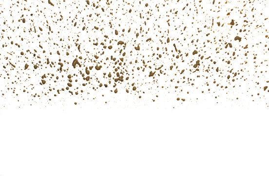 drops of mud sprayed a white background