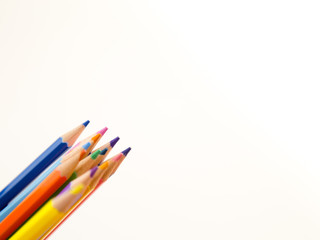 Pencil crayons on white background