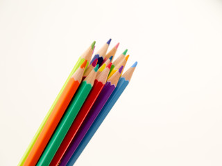 Pencil crayons on white background