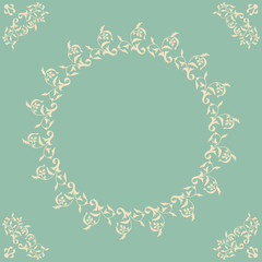 Round frame with corner and  place for text. Template for card