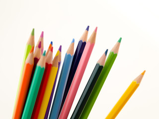 Pencil crayons on white background