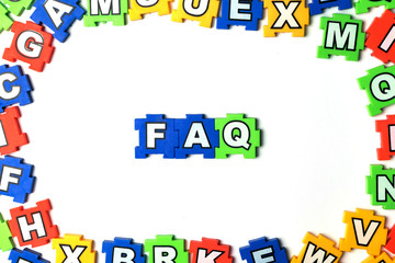 Puzzle FAQ on white background