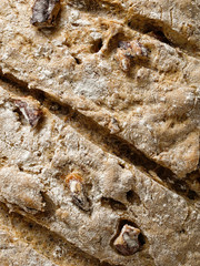 rustic artisan walnut bread crust background