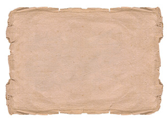 Vintage paper blank with torn edges isolated on white background.