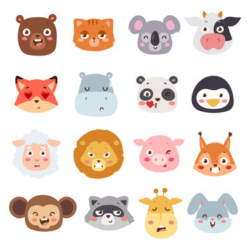 Animal emotions vector illustration.