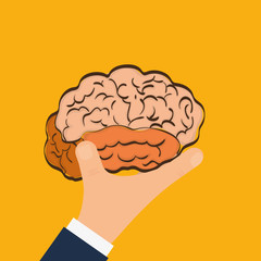 Human organ. Brain and hand  icon. vector graphic