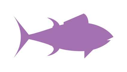 Tuna fish cartoon animals flat vector silhouette. 