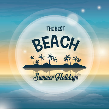 Summer season. Palm and beach icon. vector graphic