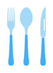 Cutlery set fork, knife and spoon vector illustration.