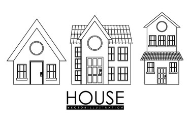Home family. House with door and windows. silhouette design, vec