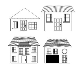 Home family. House with door and windows. silhouette design, vec