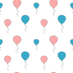 cute pink and blue balloon seamless vector pattern background illustration
