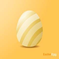 Easter eggs were stripes painted, Yellow color, Realistic style.