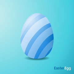 Easter eggs were stripes painted, Blue color, Realistic style.