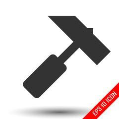Hammer icon. Simple flat logo of hammer on white background. Vector illustration.