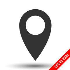 Location icon. Simple flat logo of location sign on white background. Vector illustration.