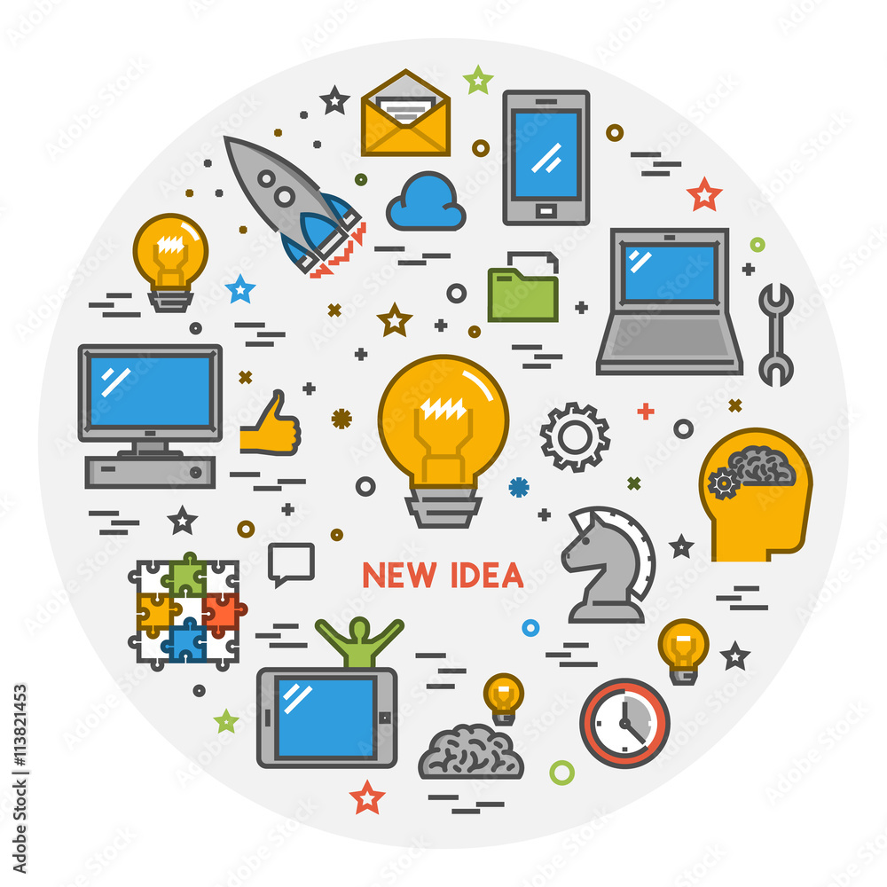 Poster vector line design concept for new idea