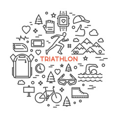 Fototapeta premium Vector line concept for triathlon