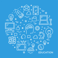 Linear design concept web banner for education