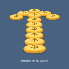 Arrow coins, Direction to the wealth.