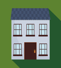 Family House. Home icon with door and windows, graphic design