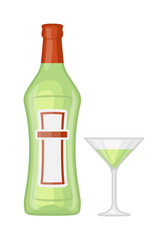 Martini bottle vector illustration.