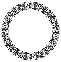 Abstract black and white round vector frame.