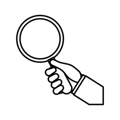 Lupe and hand icon. Search design. vector graphic