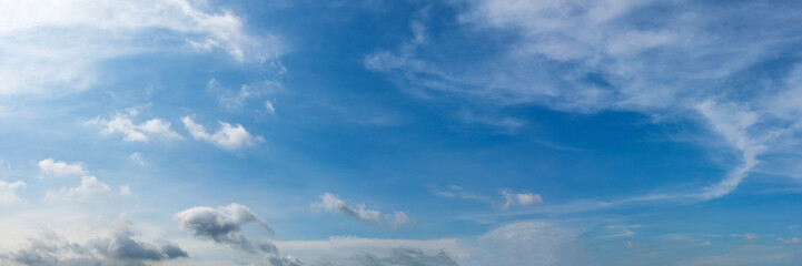 Vibrant color panoramic sky with cloud on a sunny day.
